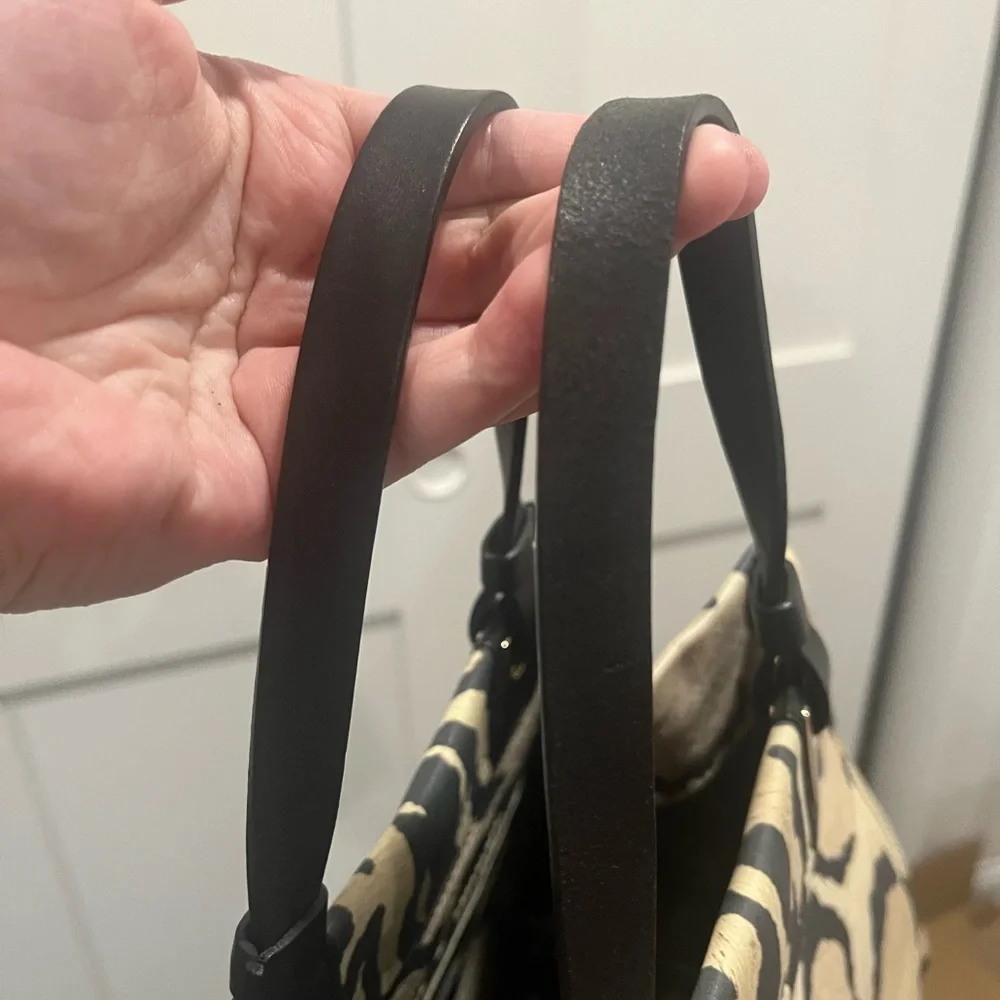 Furla Leopard Print Tote Bag - Black and Tan. Peeling inside***READ